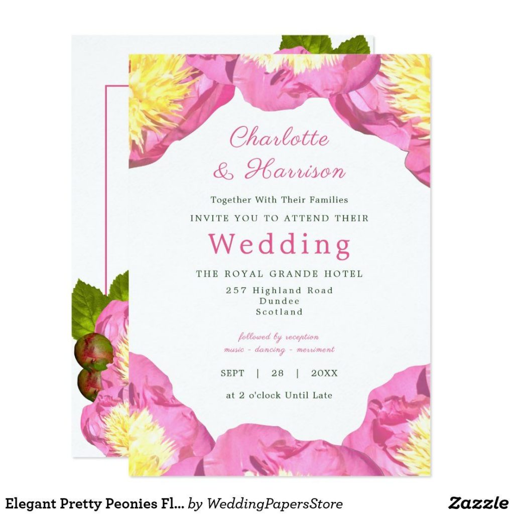 pink and yellow wedding invitation